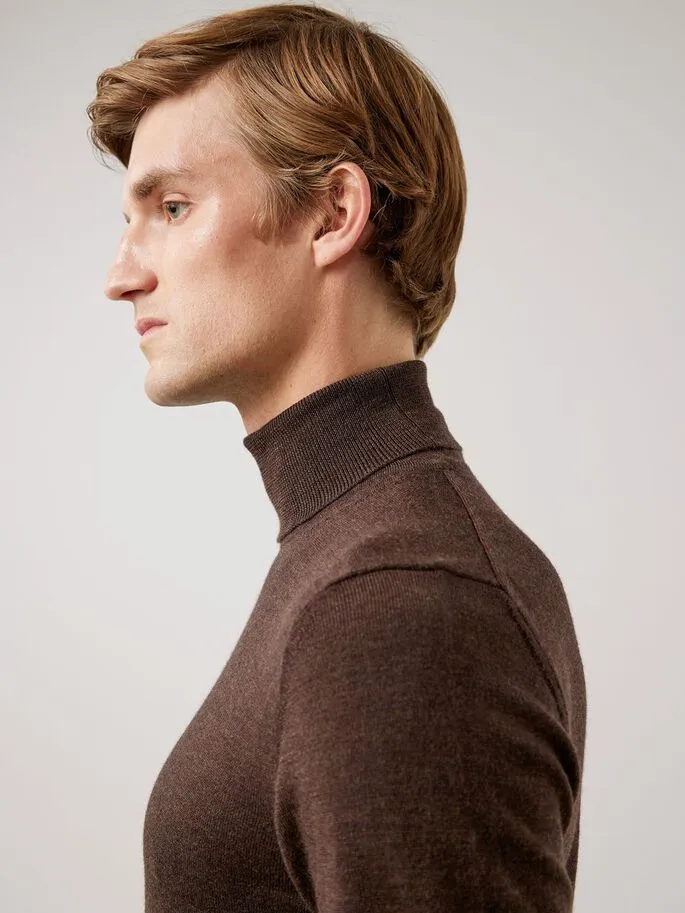 Lyd Merino Turtleneck Sweater - Umber Brown