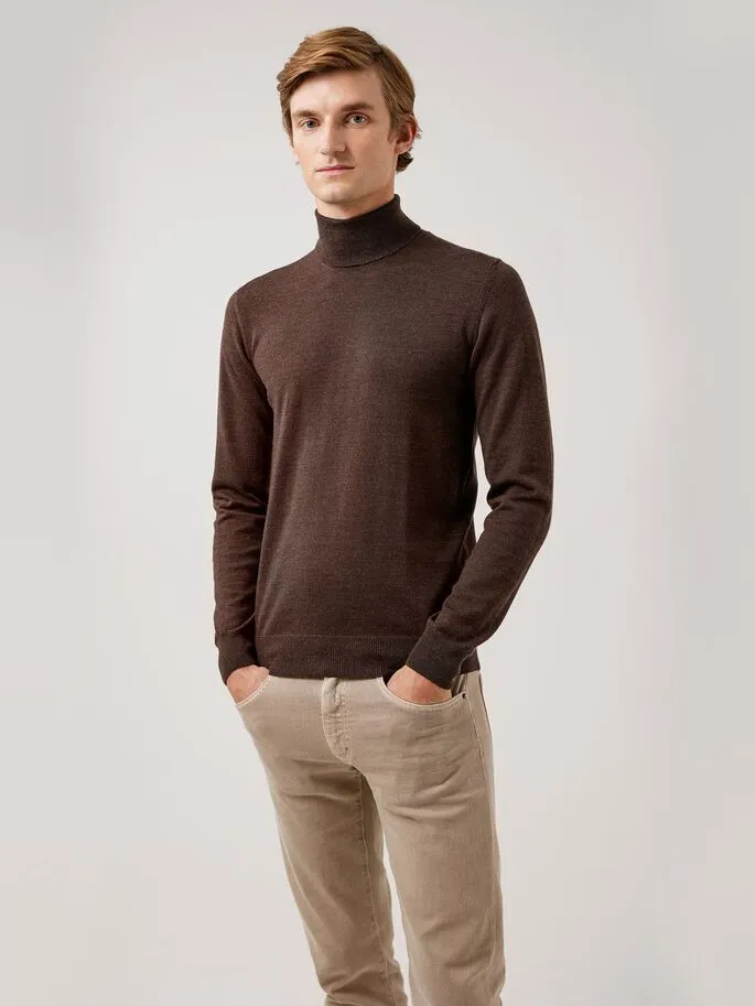 Lyd Merino Turtleneck Sweater - Umber Brown