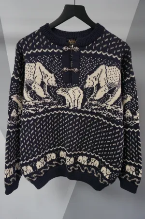 (M) Vtg 100% Wool Polar Bear Sweater