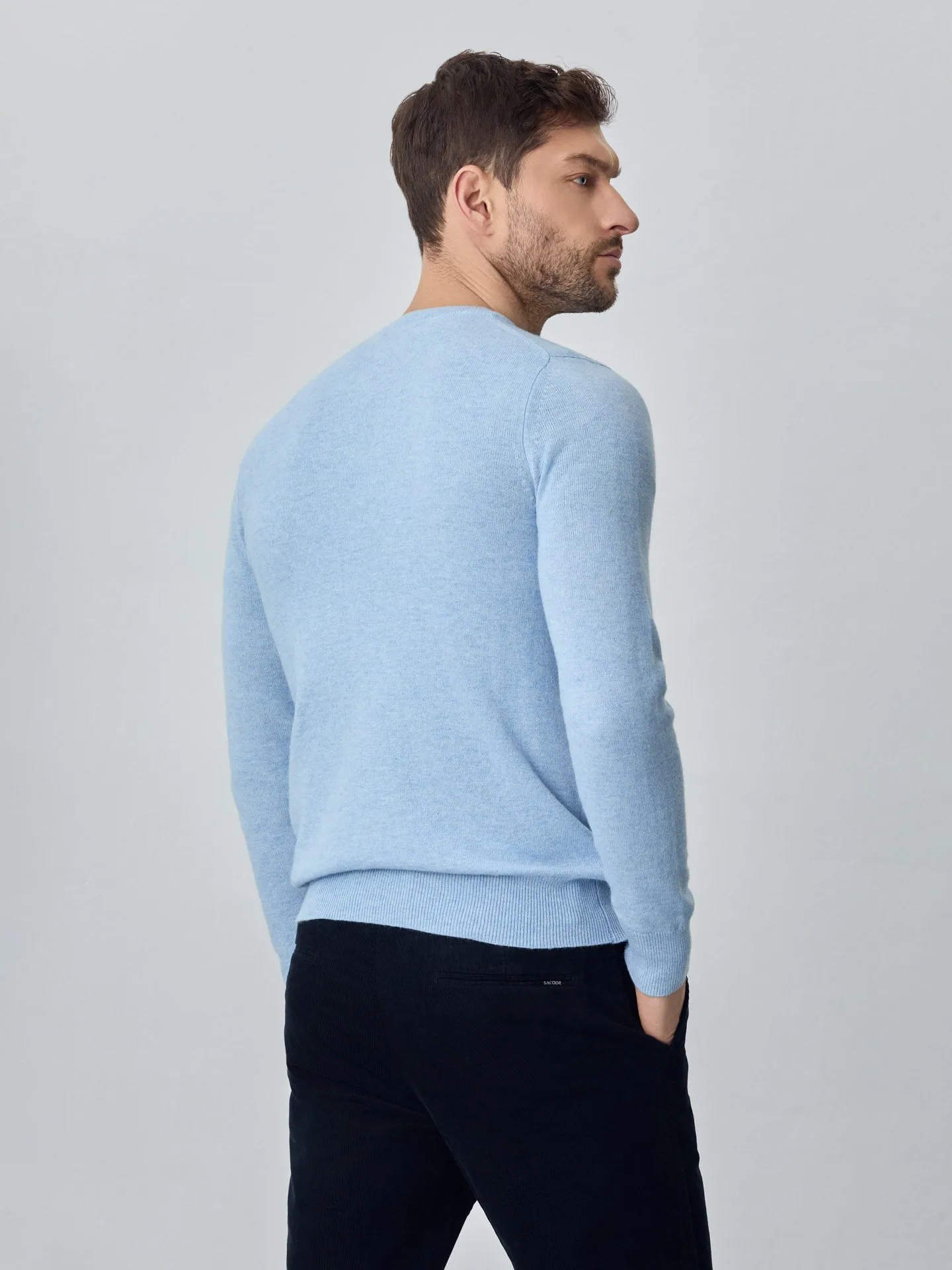 Machine Washable Crew Neck Sweater With Long Sleeves In Lambswool Blend