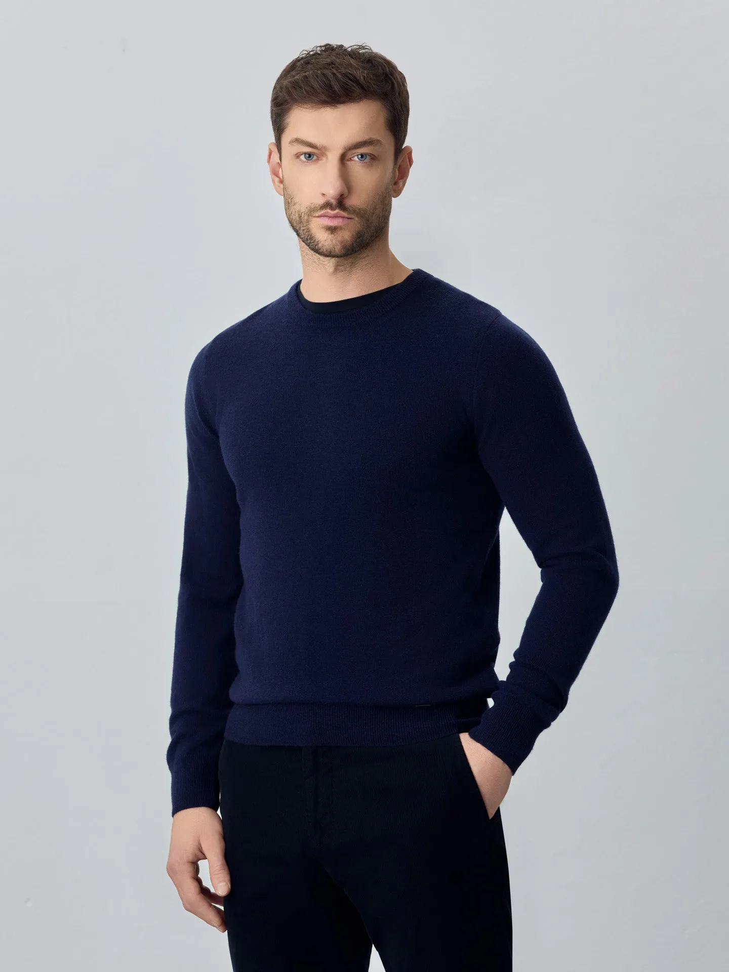 Machine Washable Crew Neck Sweater With Long Sleeves In Lambswool Blend