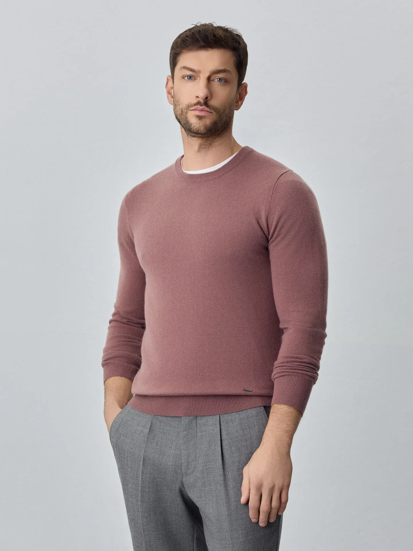 Machine Washable Crew Neck Sweater With Long Sleeves In Lambswool Blend