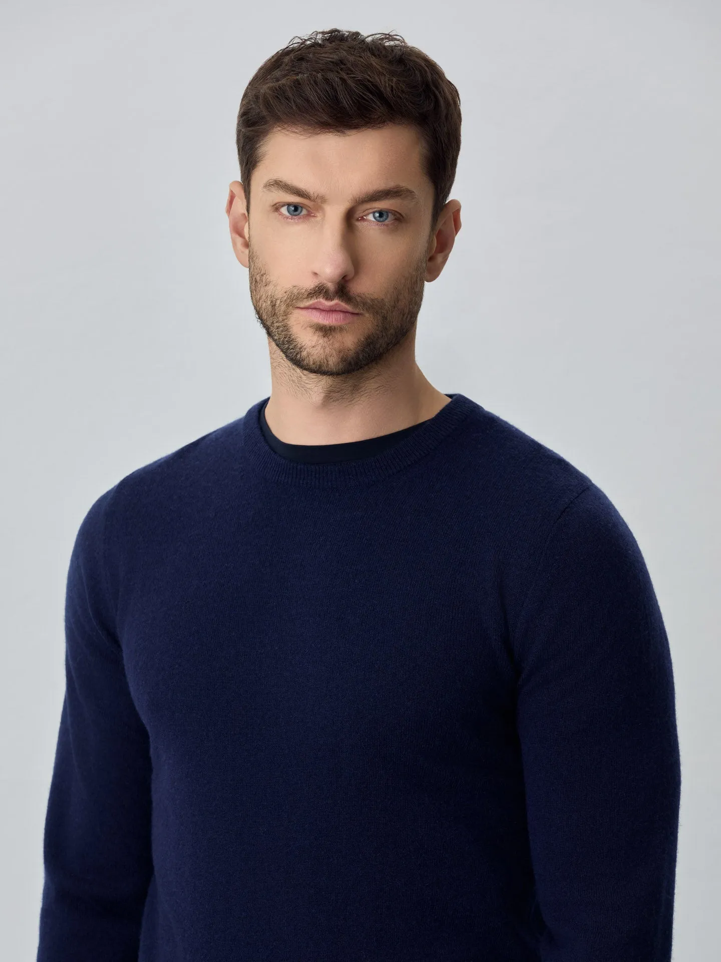 Machine Washable Crew Neck Sweater With Long Sleeves In Lambswool Blend