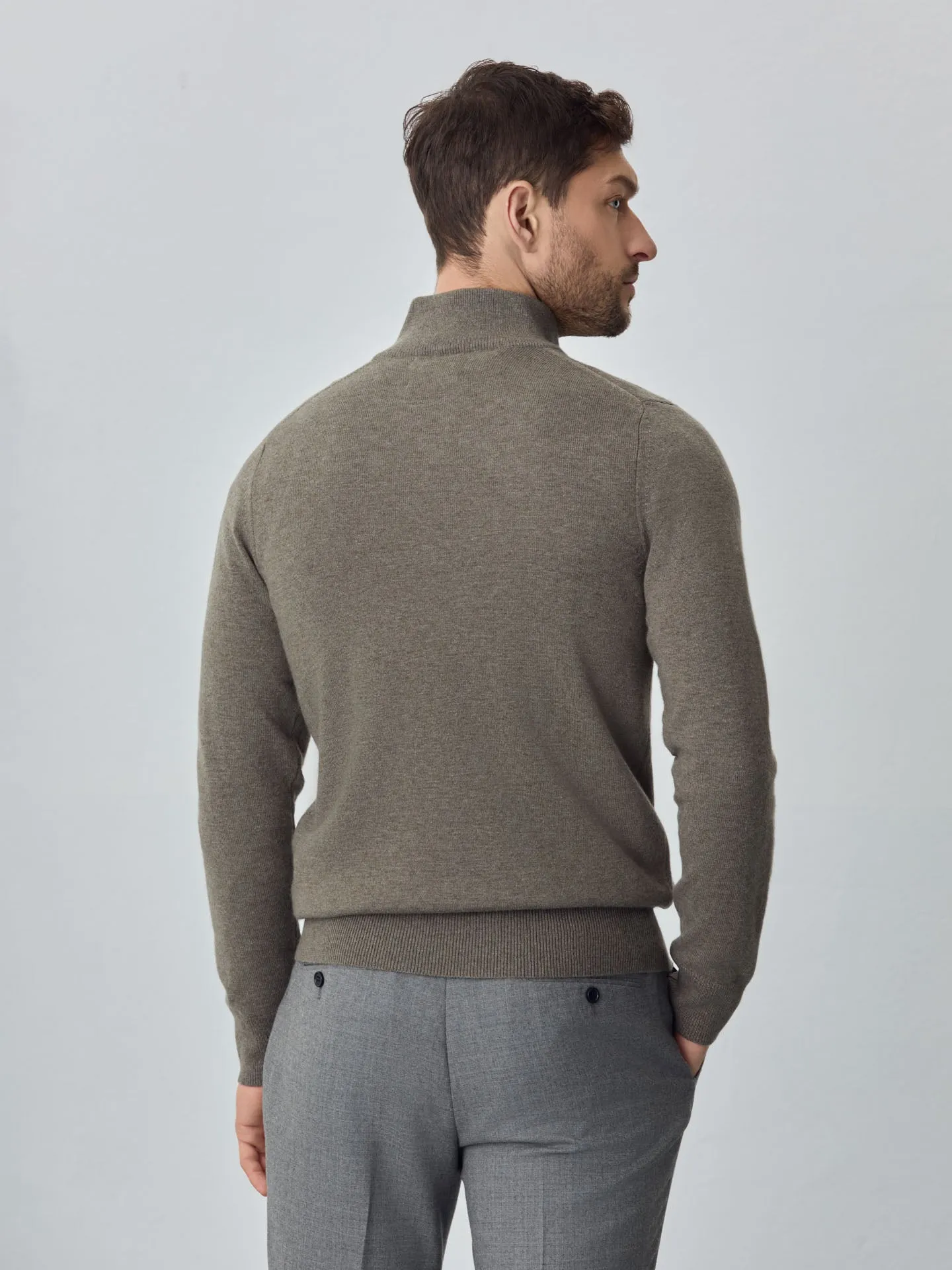 Machine Washable Half-Zip Sweater With Long Sleeves In Lambswool Blend