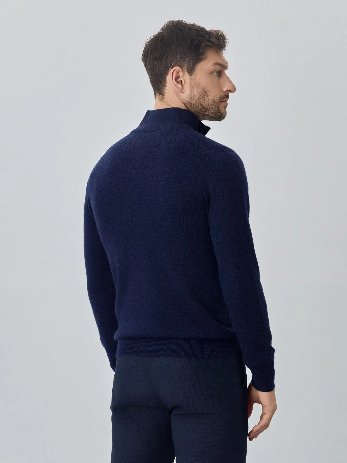 Machine Washable Half-Zip Sweater With Long Sleeves In Lambswool Blend