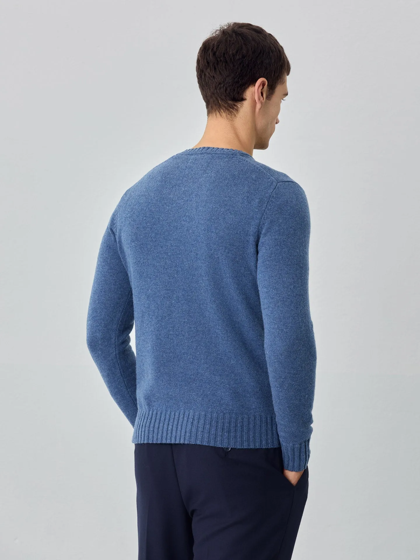 Machine Washable V-Neck Sweater With Long Sleeves In Lambswool