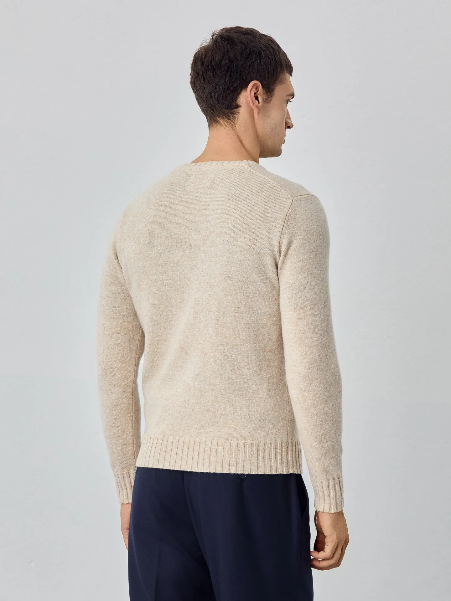 Machine Washable V-Neck Sweater With Long Sleeves In Lambswool