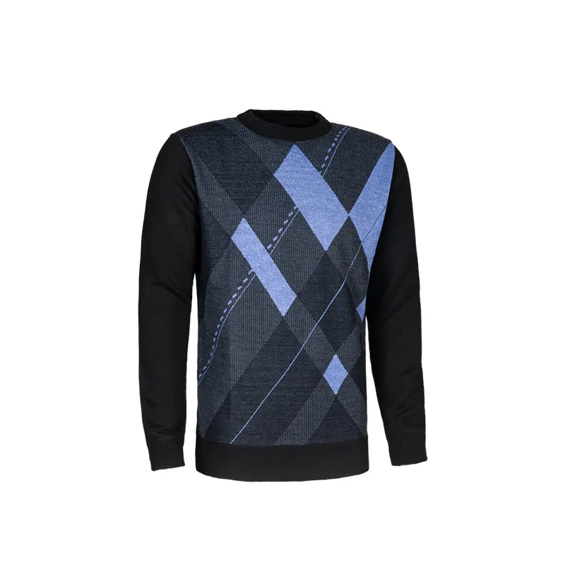 Man’s Crew Neck Knitted Sweater With Diamond Print