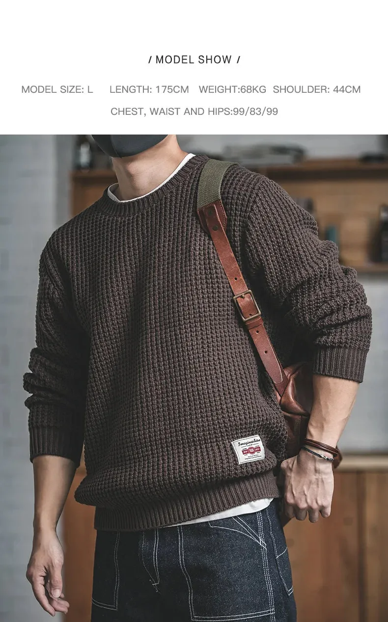 Men fall thick round neck knit sweater