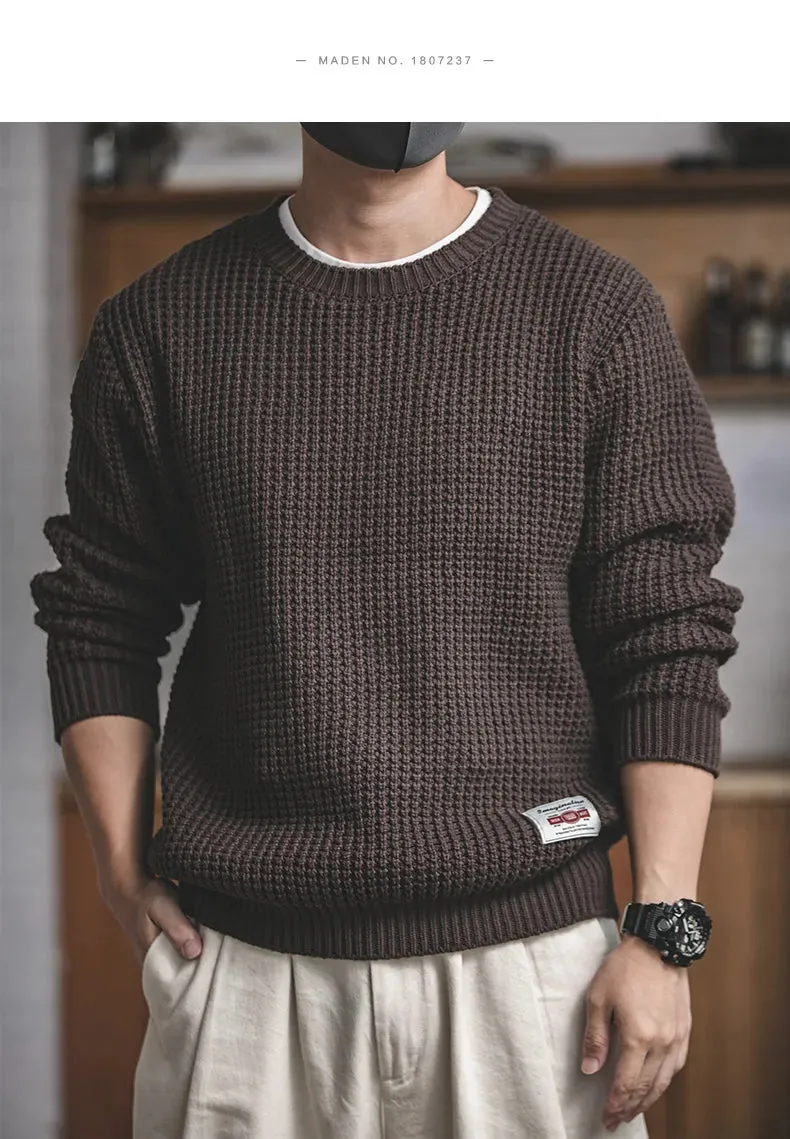 Men fall thick round neck knit sweater