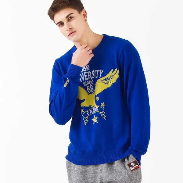 Men Jacquard Knit Eagle Sweater