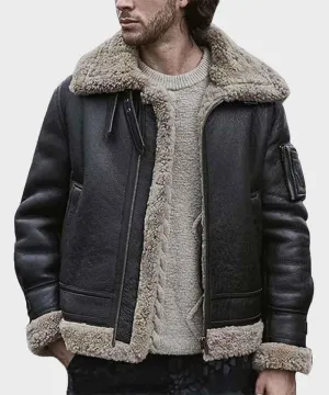 Men's Black Sheepskin Shearling Jacket