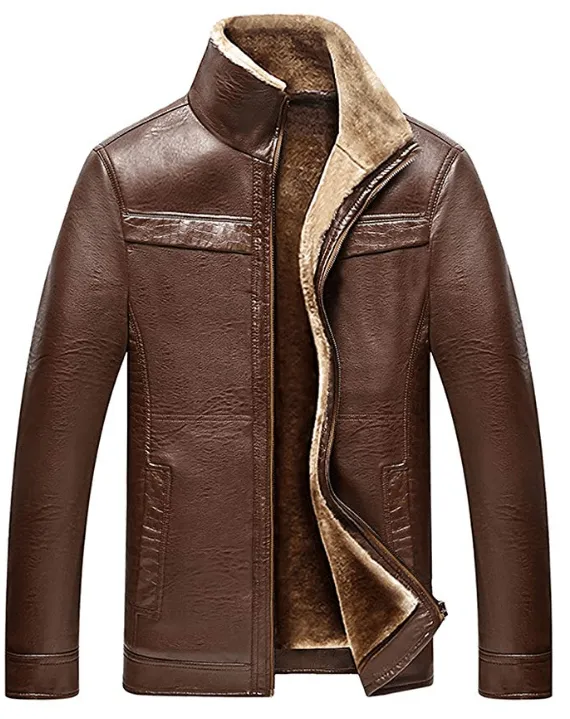 Men's Brown Fur Leather Jacket