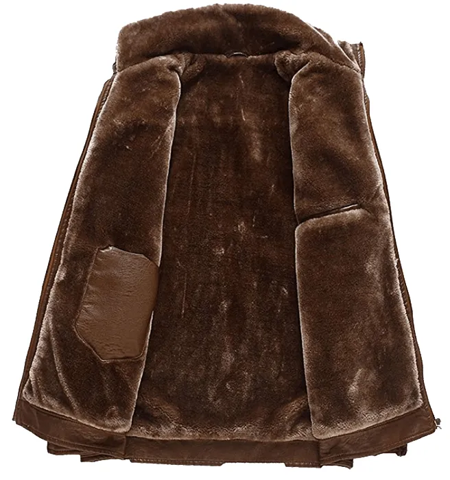 Men's Brown Fur Leather Jacket