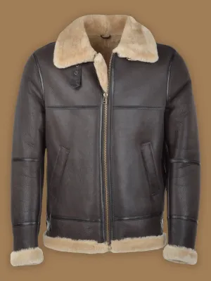 Men's Dark Brown RAF Bomber Shearling Jacket