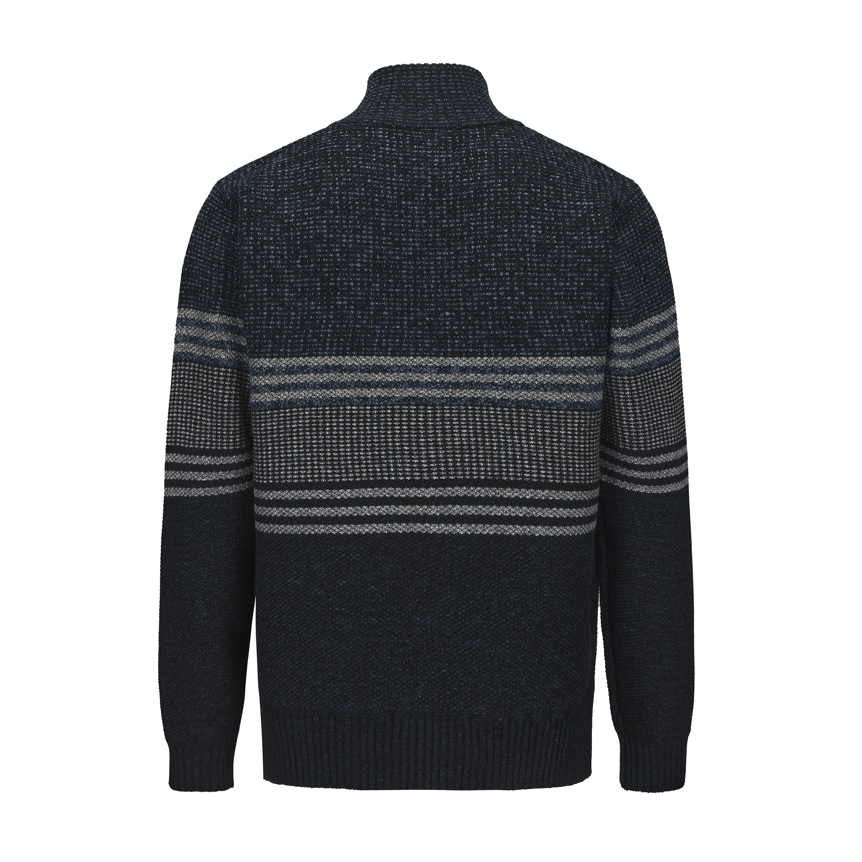 Men's Henley Mock Neck Striped Knitted Sweater