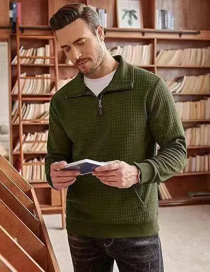 Men's Plaid Lapel Sweater - Comfort & Style