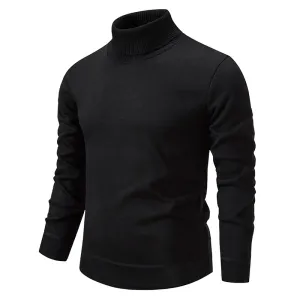 Men's Plain Knitted Turtleneck Sweater in Soft Wool Blend | Ideal for Autumn/Winter