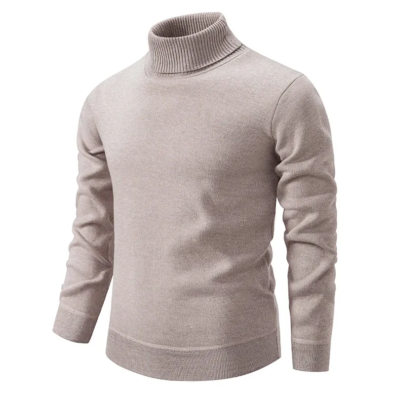 Men's Plain Knitted Turtleneck Sweater in Soft Wool Blend | Ideal for Autumn/Winter