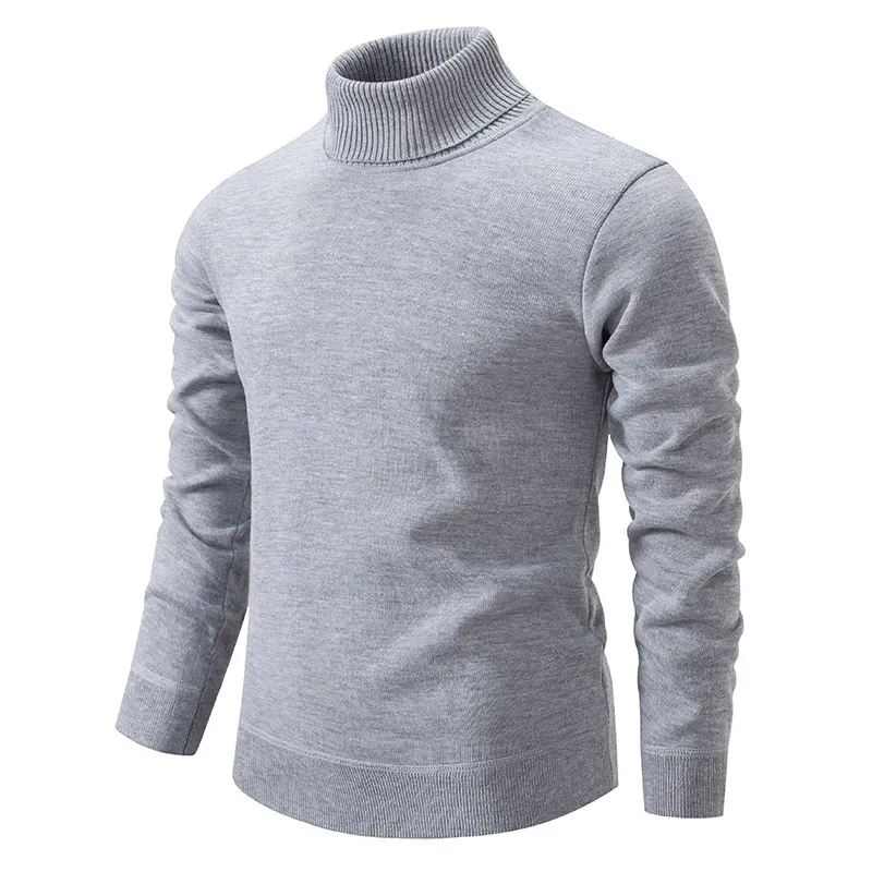 Men's Plain Knitted Turtleneck Sweater in Soft Wool Blend | Ideal for Autumn/Winter