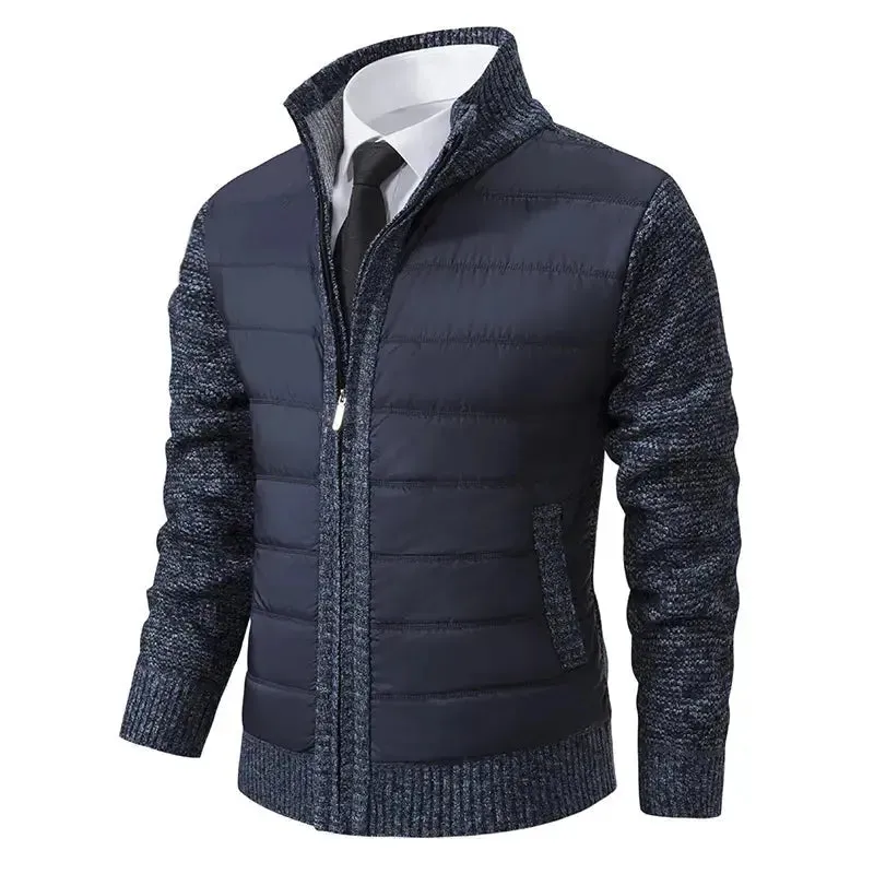 Men's Zip-Up Cardigan Sweater for Winter - Premium Polyester Material