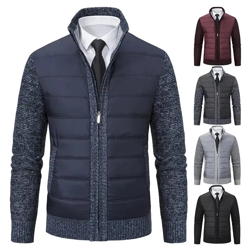 Men's Zip-Up Cardigan Sweater for Winter - Premium Polyester Material