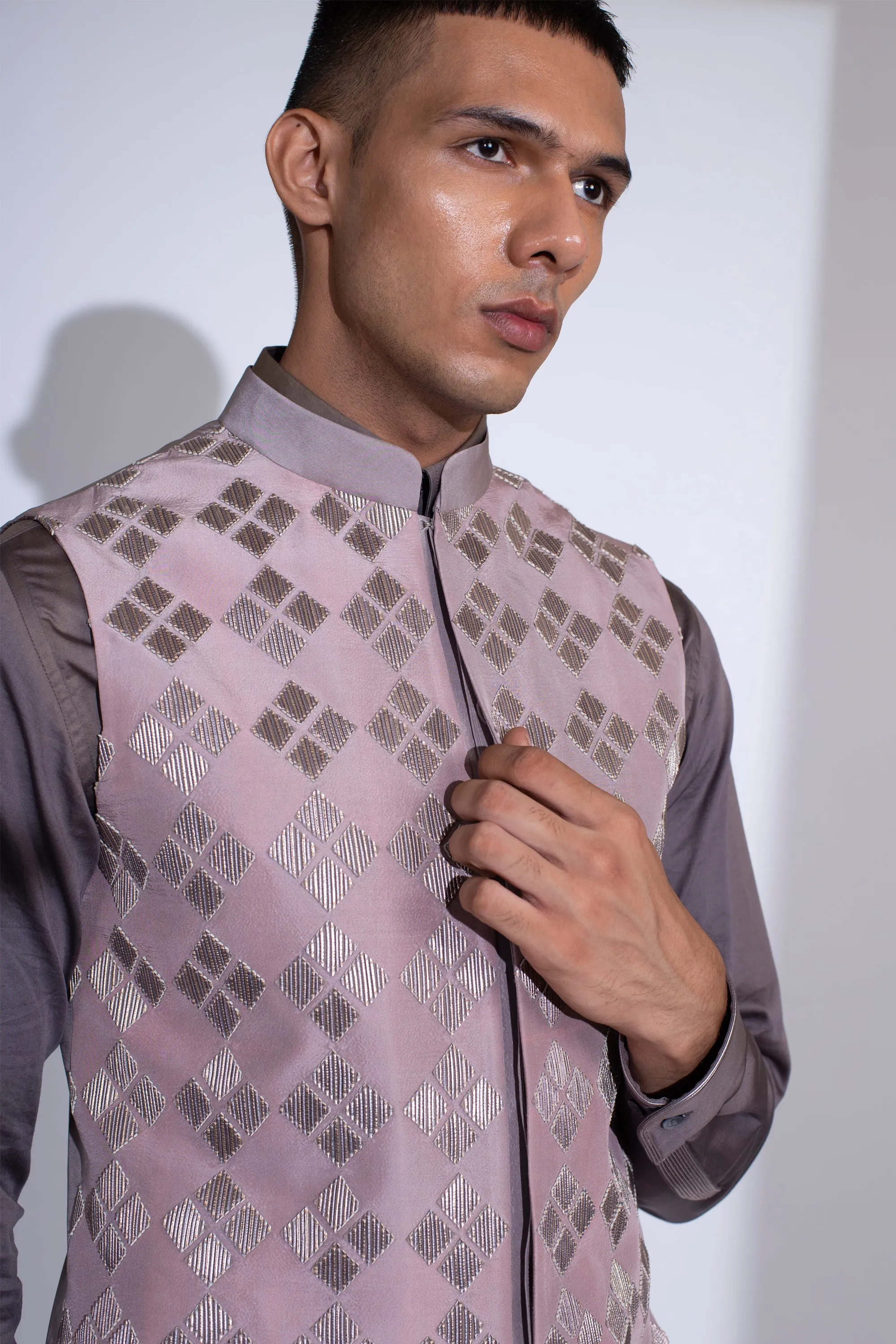 Metallic Cord Diamond Nehru Jacket