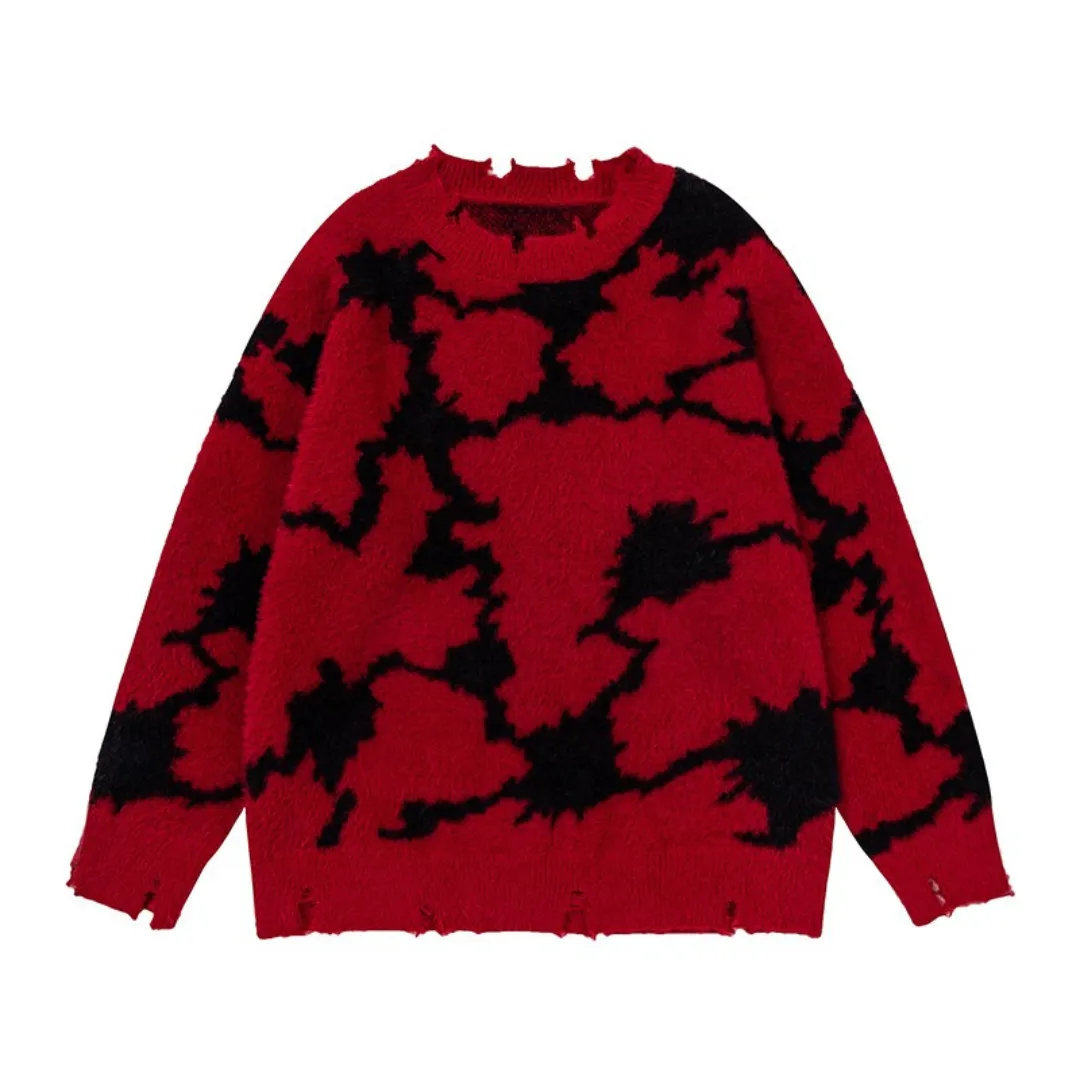 Midnight Bloom Ripped Sweater