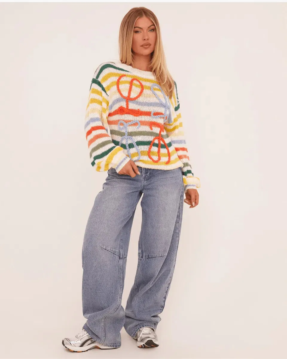 Milena – Rainbow stripes – Oversized sweater