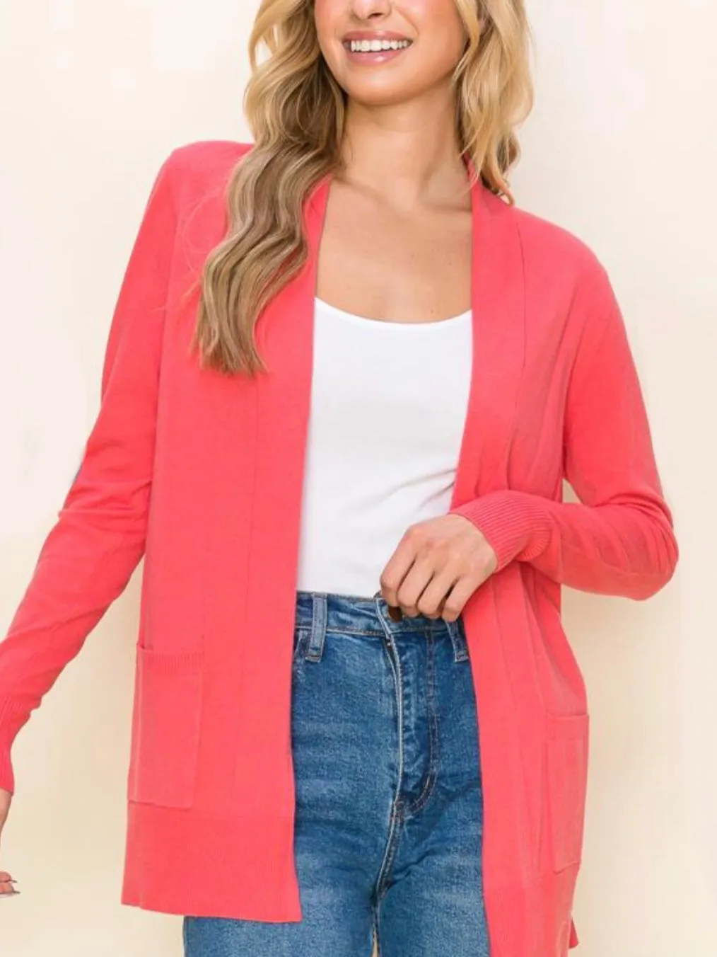 Millie Sweater Cardigan - Dark Coral