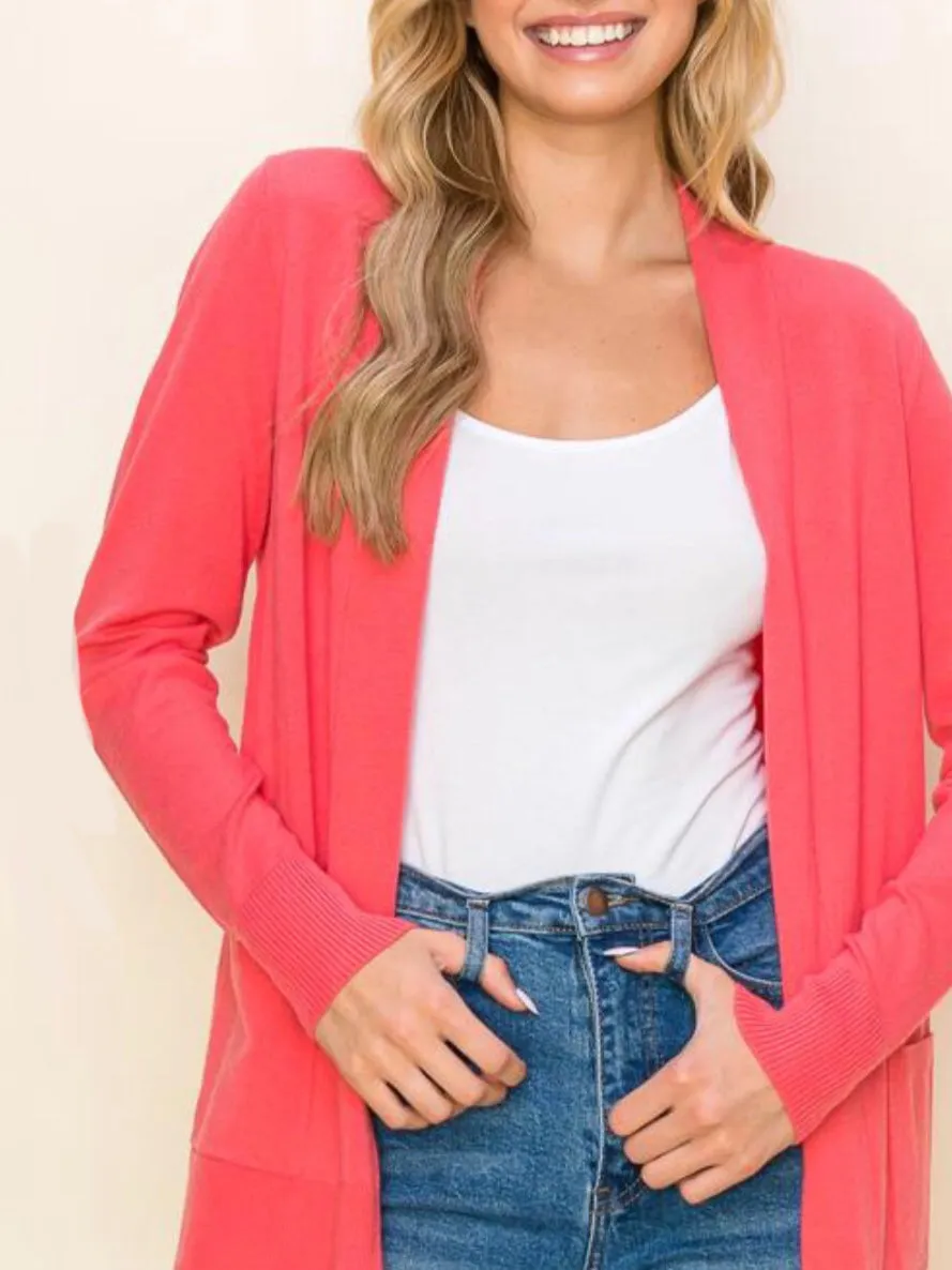 Millie Sweater Cardigan - Dark Coral