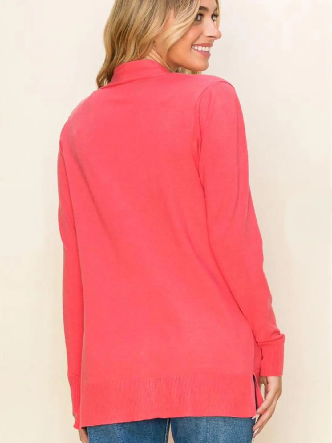 Millie Sweater Cardigan - Dark Coral