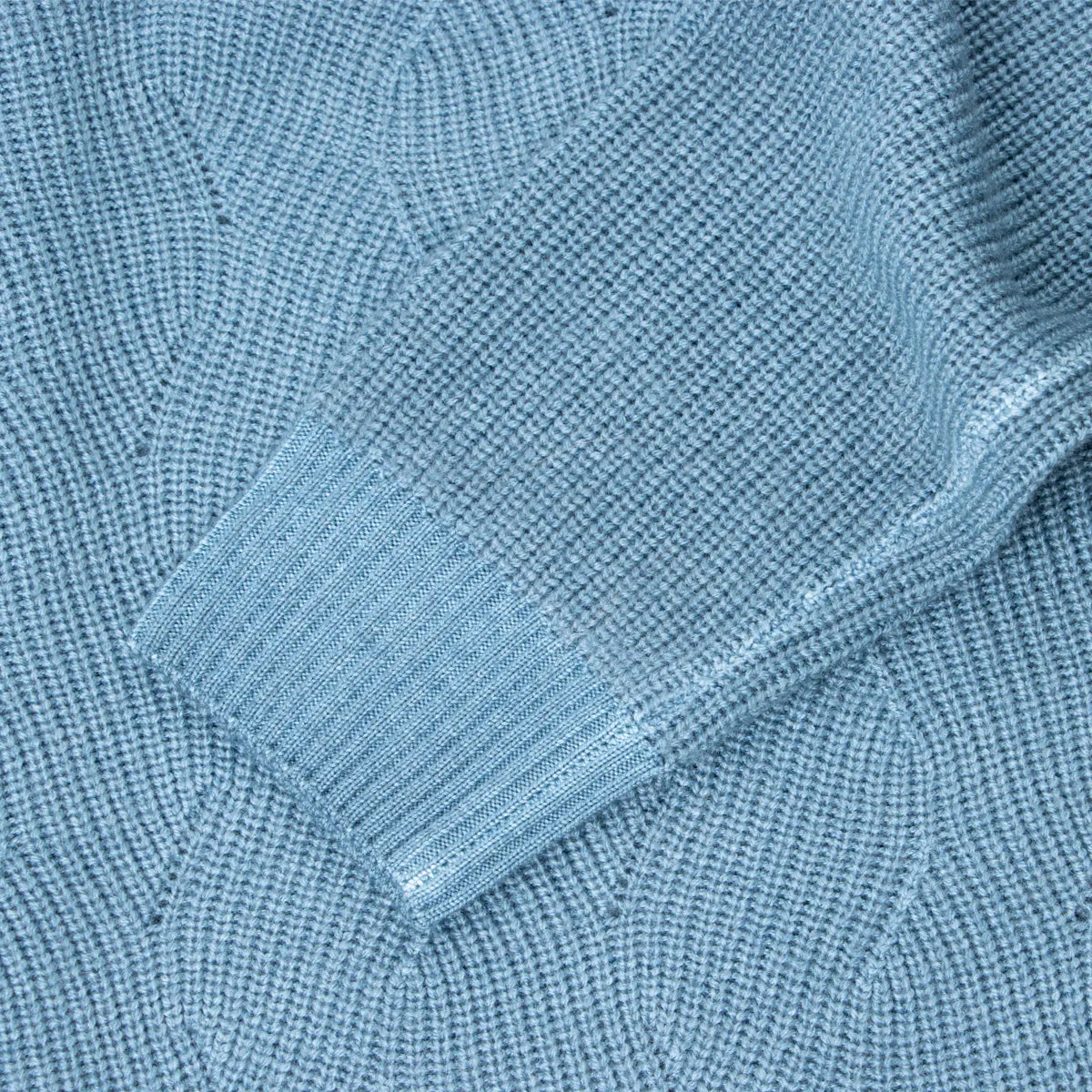 Moorer Cyan ‘Terni’ Wave Knit Half-Zip Wool Sweater