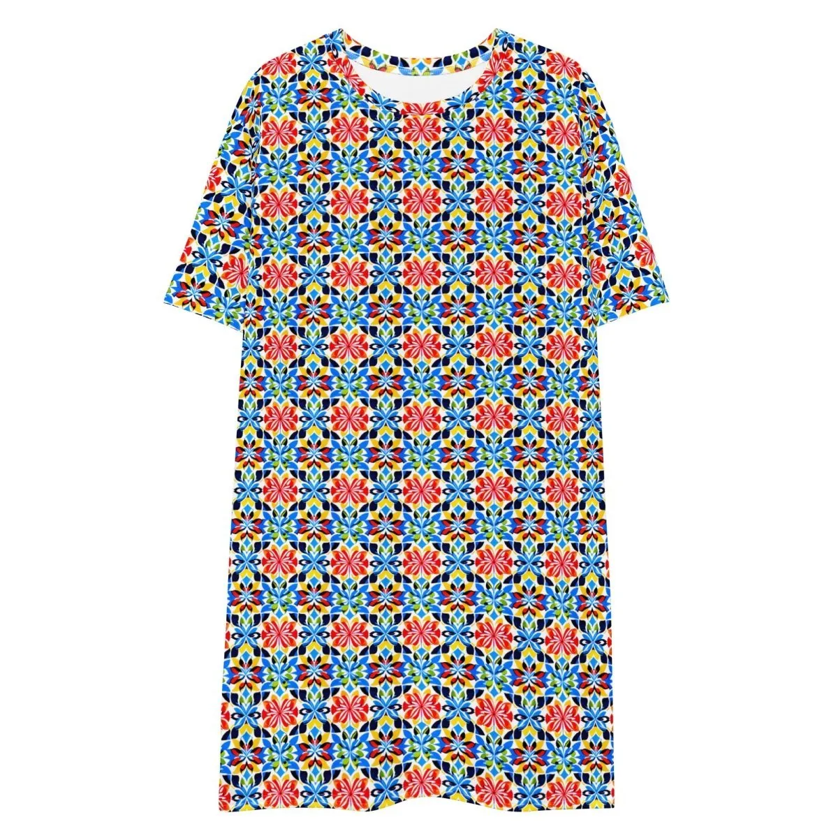 Mosaic Blooms T-Shirt Dress