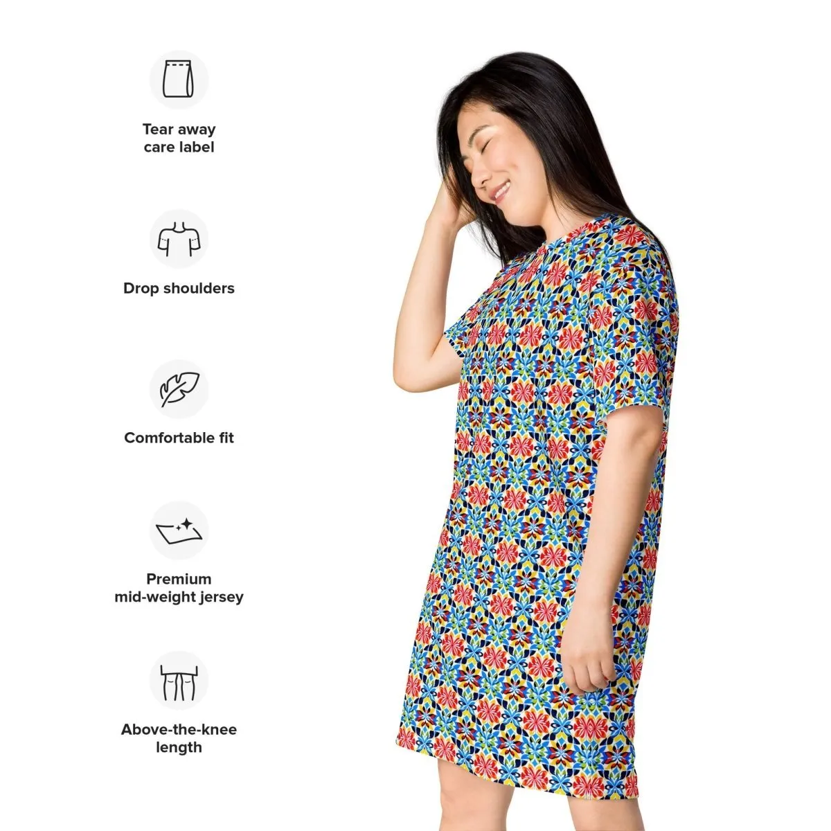 Mosaic Blooms T-Shirt Dress