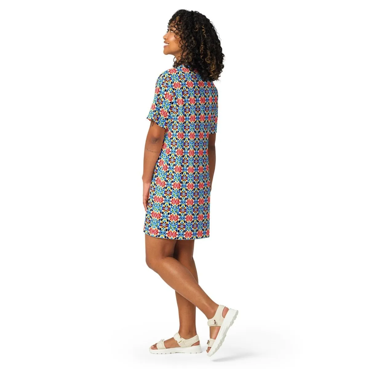 Mosaic Blooms T-Shirt Dress