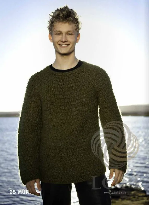 Múr (Brick) Mens Wool Sweater Green