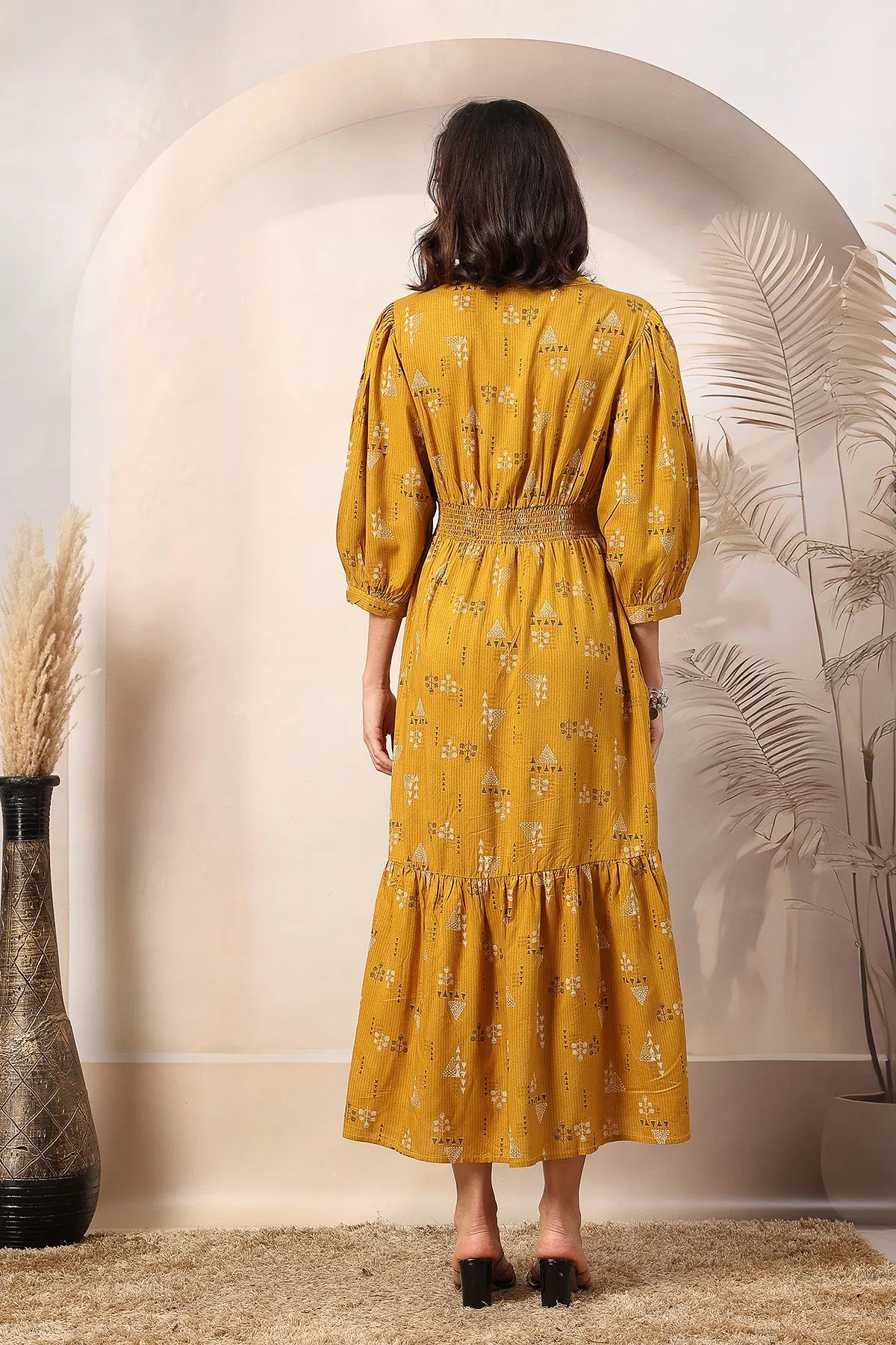 Mustard Charm Zipless Feeding Maternity Shirt Dress