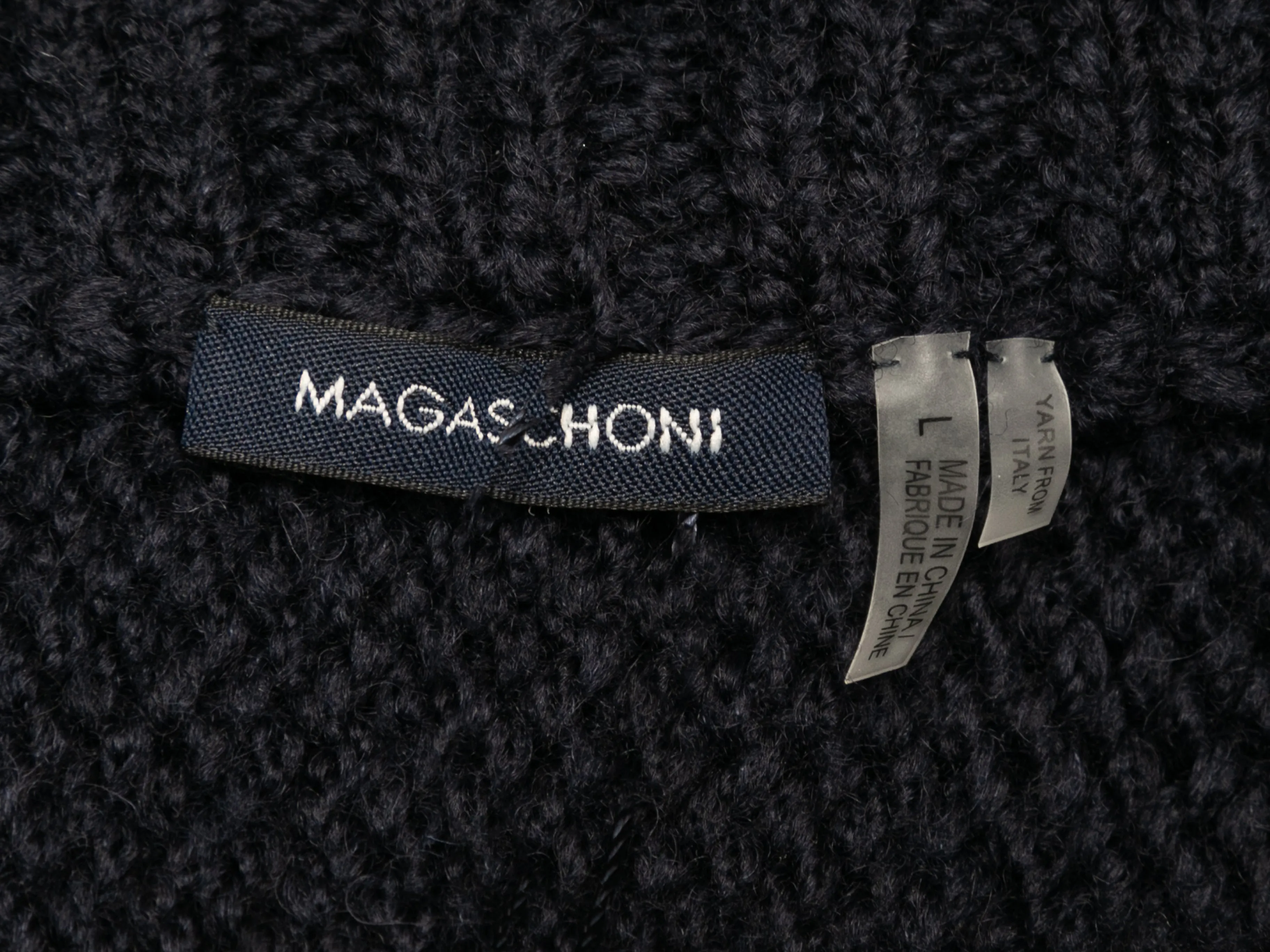 Navy Magaschoni Wool Scoop Neck Sweater Size US L