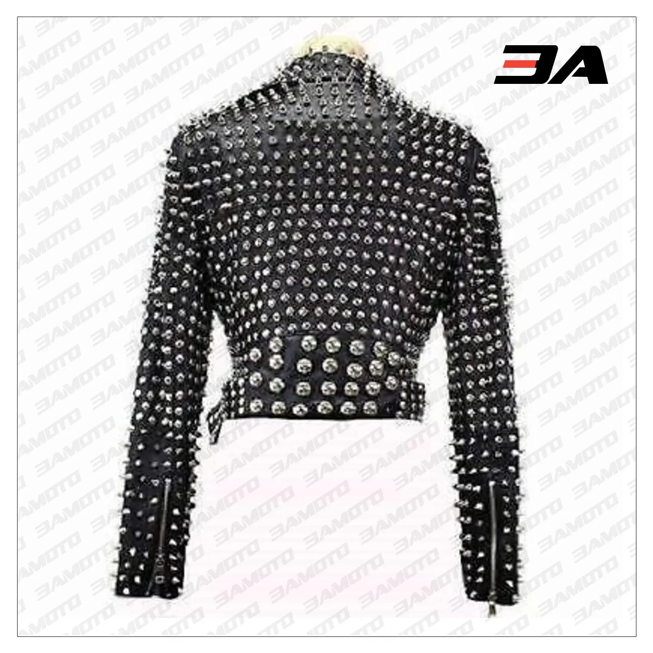 New Handmade Women's Black Fashion Studded Punk Style Leather Jacket