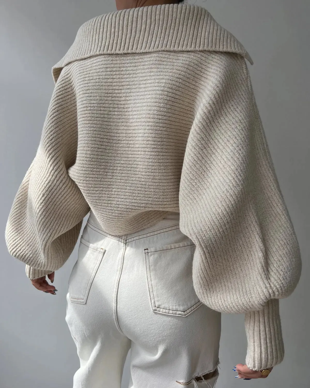 New Knitted Sweatshirt Lapel Pullover