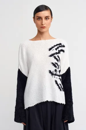 Nu Two-Tone Knit Sweater Off White/Black