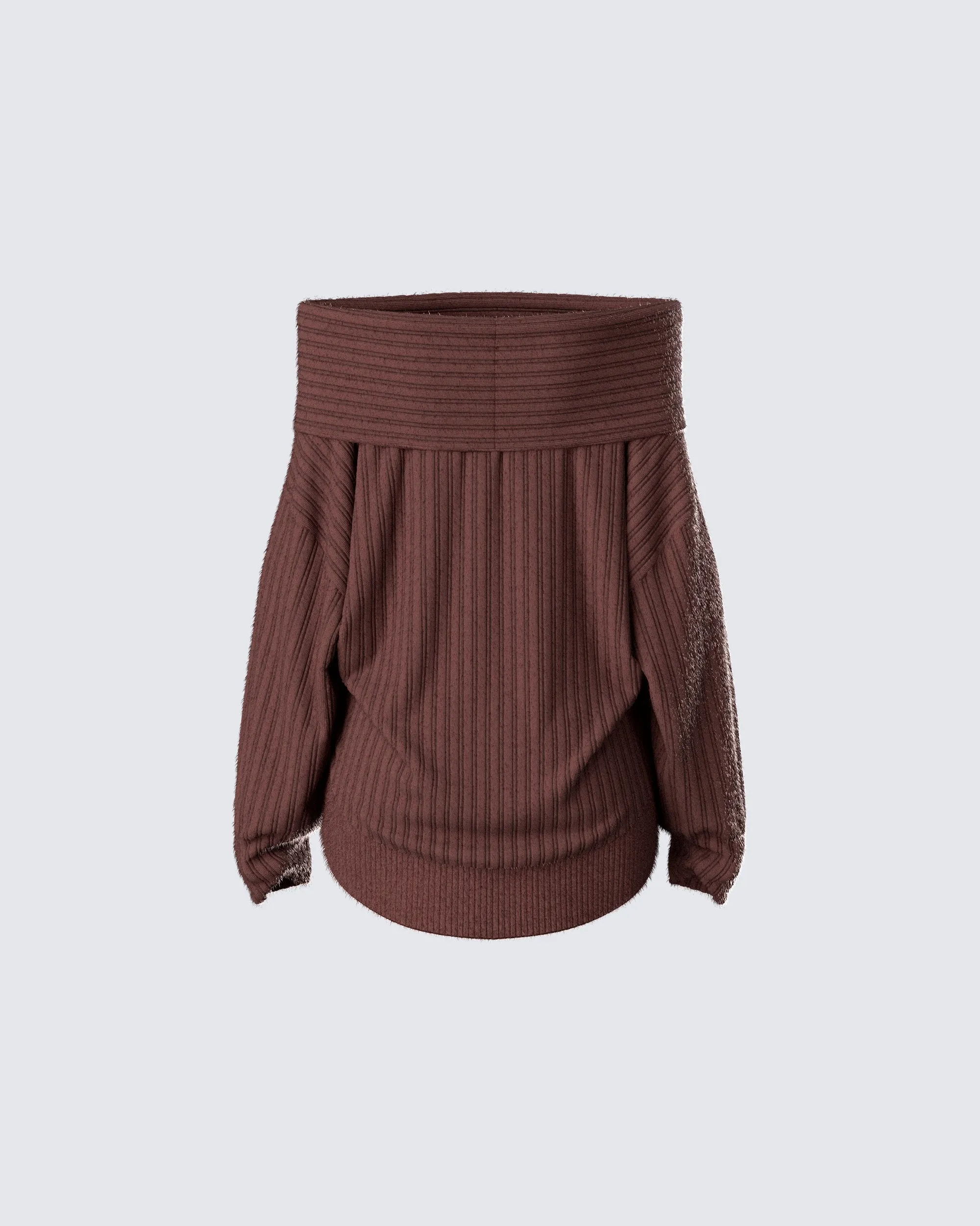 Nyx Brown Off Shoulder Sweater Top