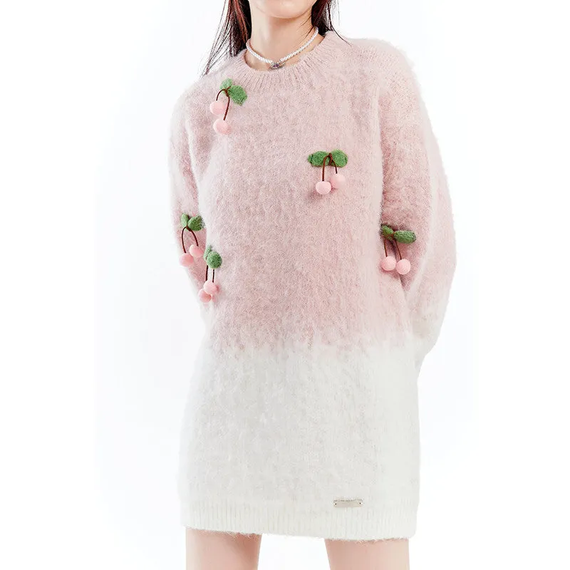 Ombre Pink Cherry Knit Sweater PL52806