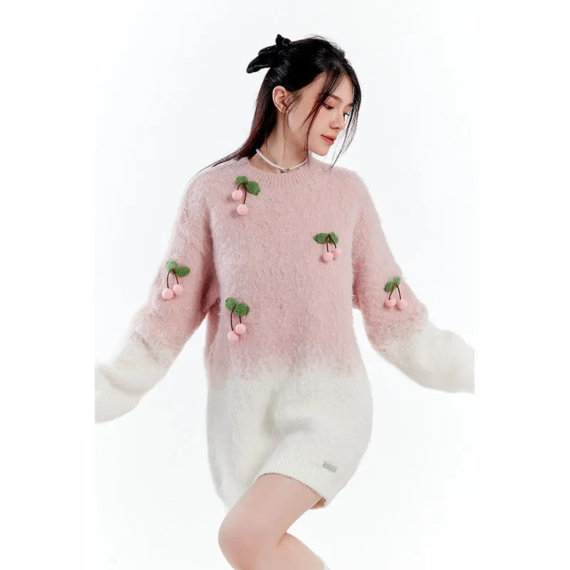 Ombre Pink Cherry Knit Sweater PL52806