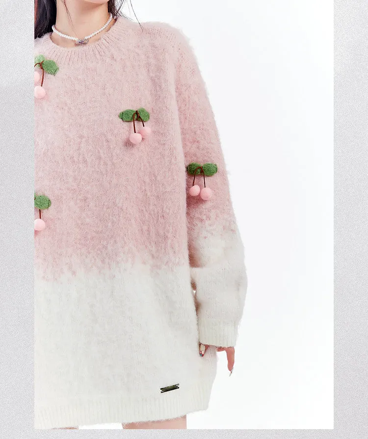 Ombre Pink Cherry Knit Sweater PL52806