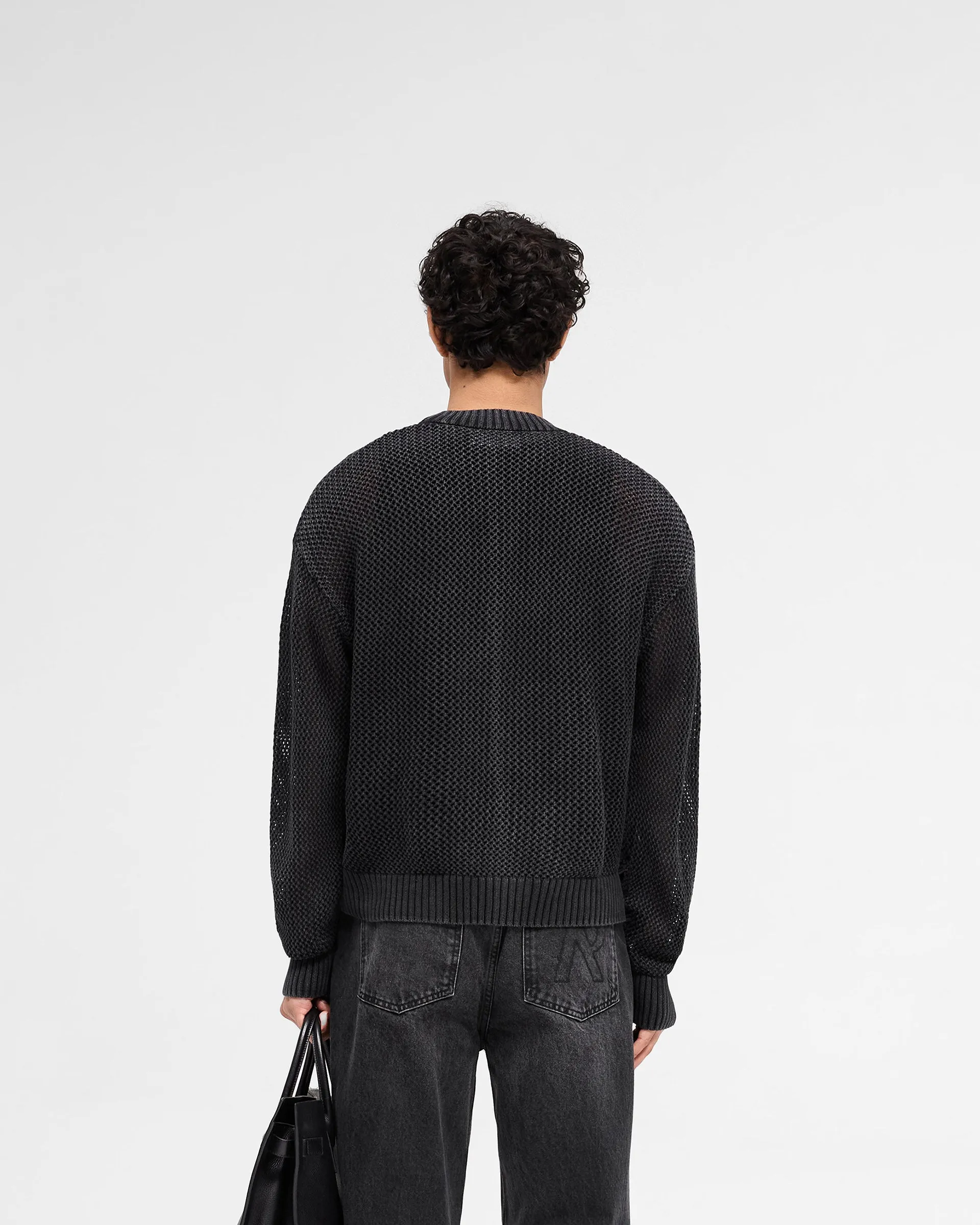 Open Gauge Knit Sweater - Jet Black