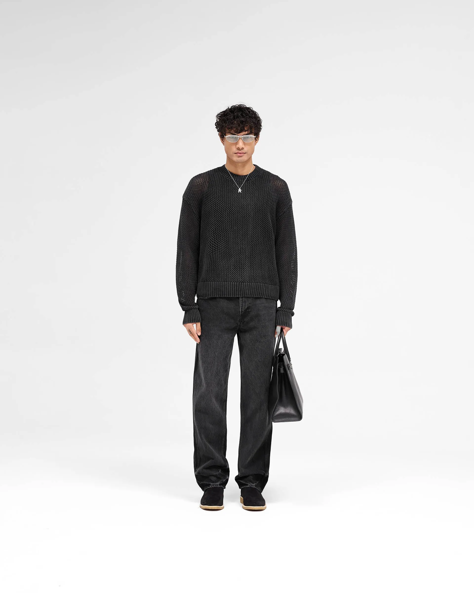 Open Gauge Knit Sweater - Jet Black