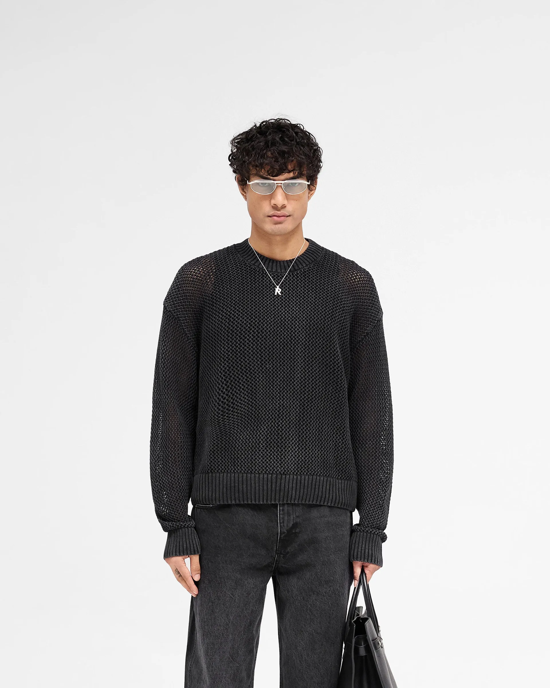 Open Gauge Knit Sweater - Jet Black