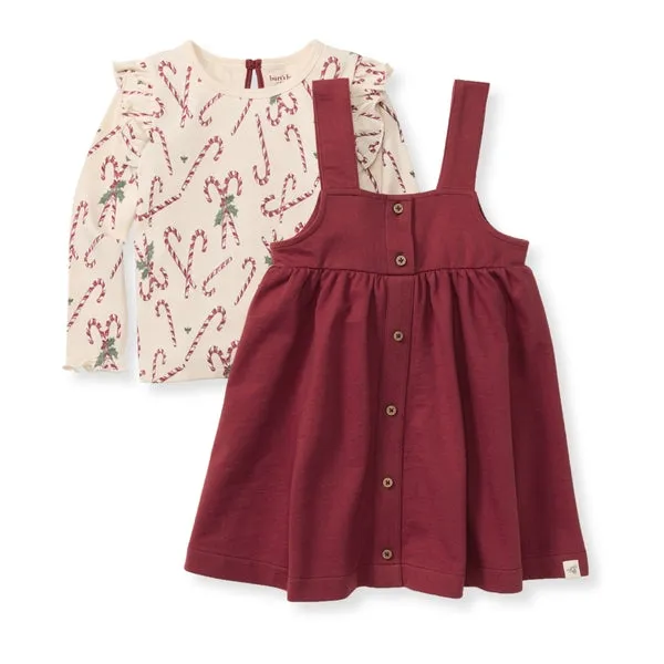 Organic Cotton Dress Set - Dancing Candy Canes